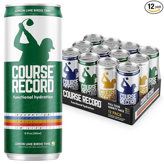 Functional Hydration Drink for Golfers β COURSE RECORD Variety Pack β Electrolytes, Calm Energy & Focus β Healthy Sports Drink β 12-Pack (12oz Cans) β Low Sugar, Low Caffeine