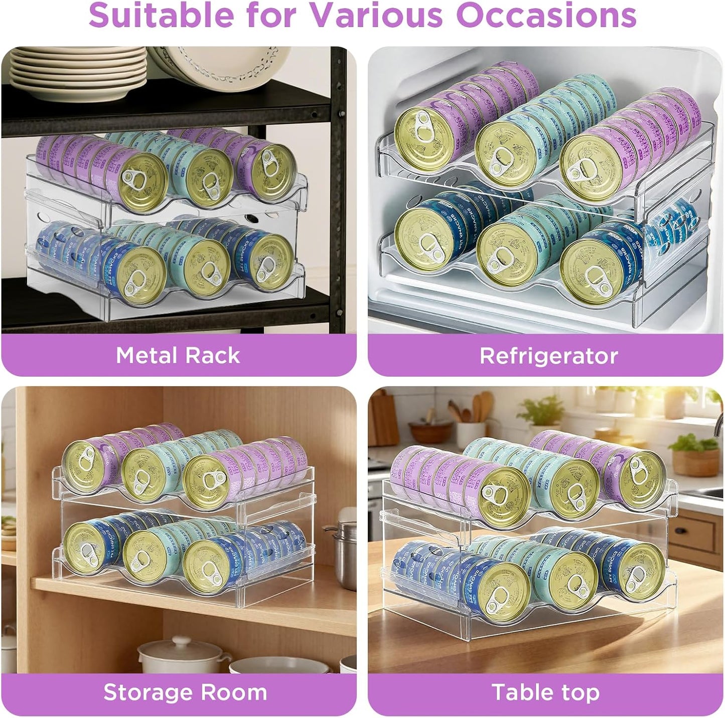 REFLYING Cat Food Can Organizer, 3-Layer Transparent Cat Food Storage Container Holds 54 (3.5oz) Cans, Canned Cat Food Organizer and Storage for Countertop Kitchen Cabinet or Pantry Shelf(3 Layer)