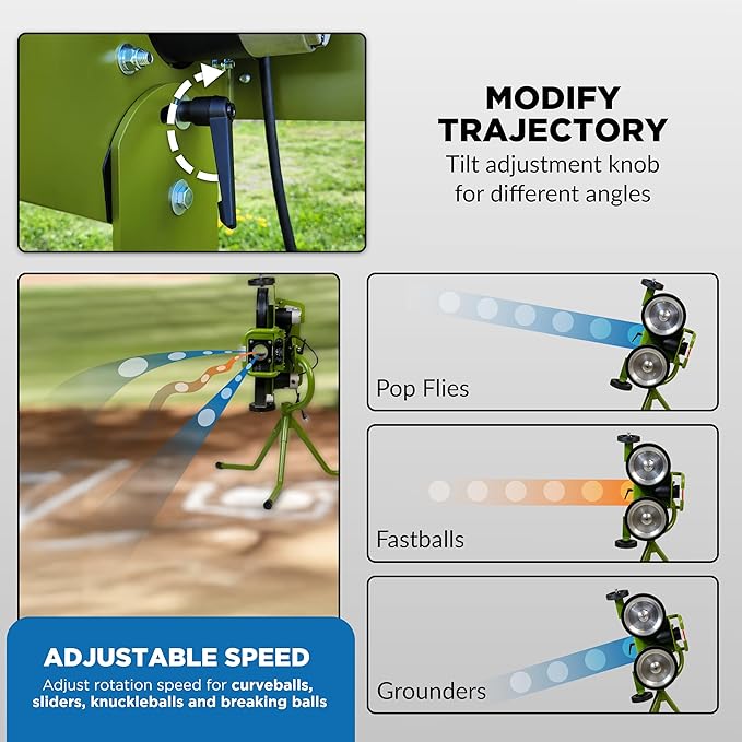 Mound Yeti Baseball Softball Pitching Machine, Youth and Adult Single Wheel Pitching Machine for Baseball and Softball, Training Equipment