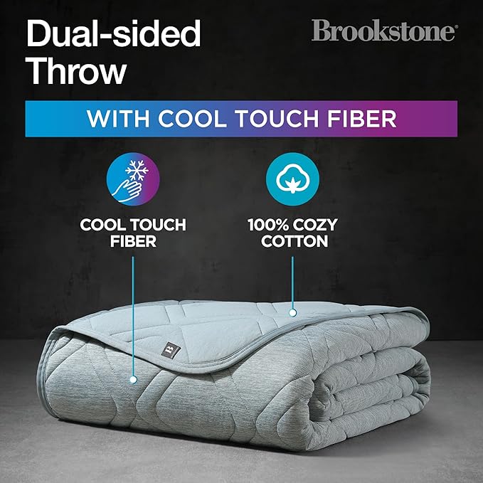 Brookstone Cooling Comfort Throw - Innovative Cooling Dual-Sided Throw - Oversized Cool Blanket for Hot Sleepers - Cooling Blankets for Sleeping - Nylon and Polyethylene Cooling Blanket - Green Milieu