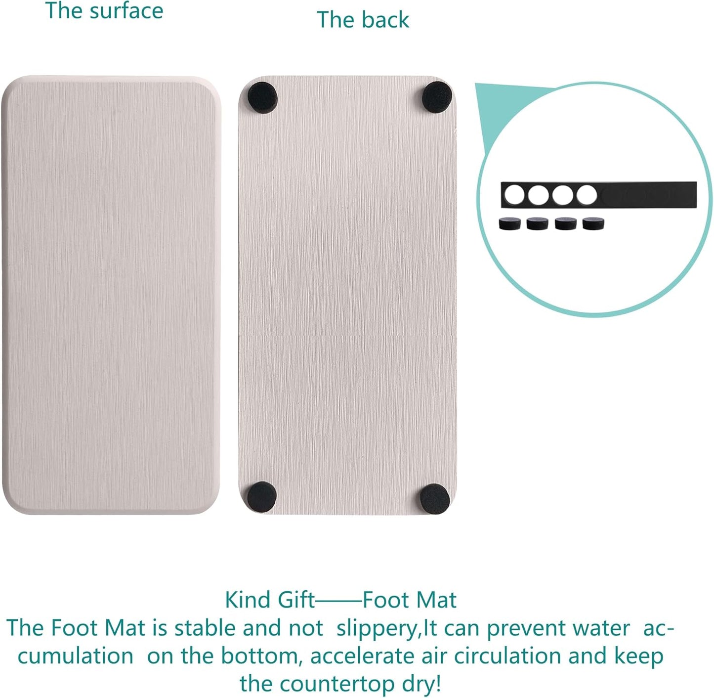 2 Pcs Water Absorbing Stone Trays, Kitchen/Bathroom Sink Soap Dish, Diatomite Tray Used for Hand Soap & Cosmetic Bottles in The Modern Home, 3.5" W x 7.1" L, White