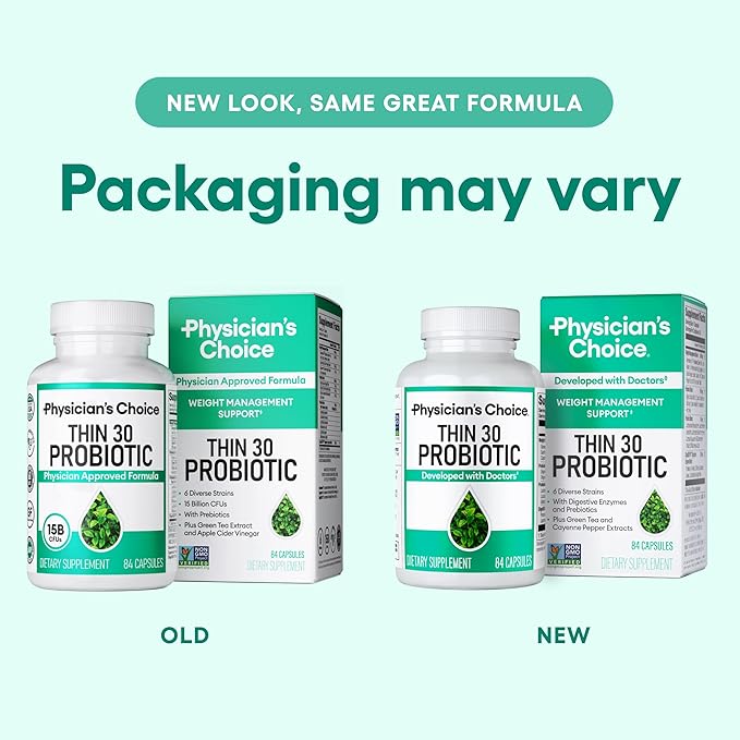 Physician's CHOICE Probiotics for Weight Management & Bloating - 6 Probiotic Strains - Prebiotics - Key ingredient Cayenne - Supports Gut Health - Weight Management for Women & Men - Green Tea - 84 CT
