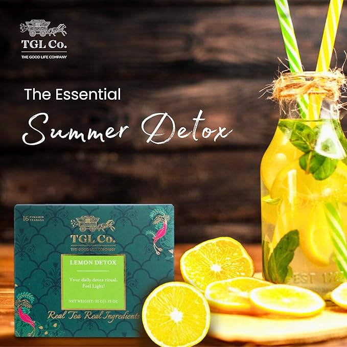 TGL Co. Lemon Detox Tea (16 Green Tea Bags) | Lemon Tea Keeps Hydrated | Sip it Hot or Iced