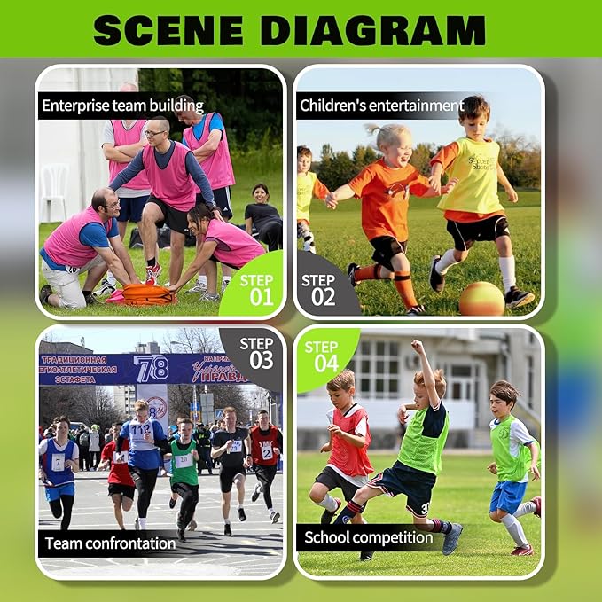 12/24/48PCS Pinnies Youth Team Pennies for Sports Kids and Scrimmage Vests for Soccer Basketball Jersey Practice