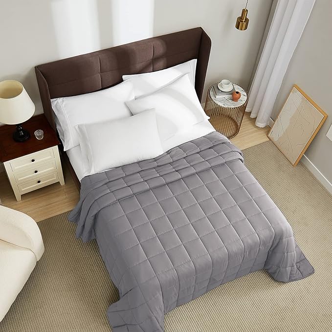 L'AGRATY Weighted Blanket - 80"x87" 25lbs Cooling Breathable Heavy Blanket Microfiber Material with Glass Beads for Adult All-Season Summer Fall Winter Soft Thick Comfort