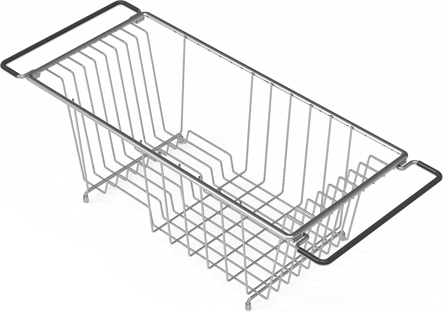 Simple Houseware Over Sink Counter Top Stainless Steel Dish Drainer Drying Rack, Chrome