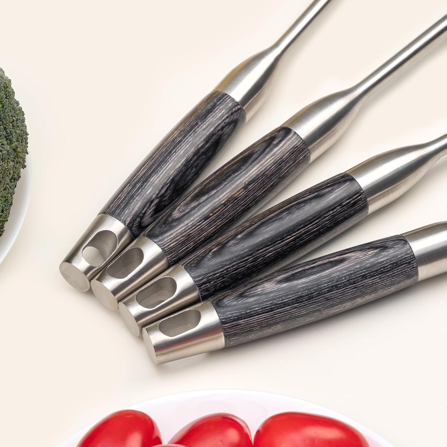 FJNATINH Silicone Wok Spatula,Ladle,Skimmer Tool Set - Stainless Steel Wok Tools, Wok Utensil,Non Stick Heat-Resistant Cooking Utensils BPA Free Kitchen Utensils Cookware (Black Stainless Steel-3PCS)