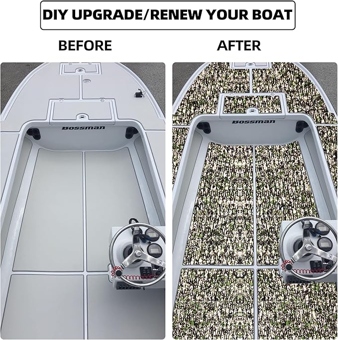 FOCEAN Boat Flooring EVA Foam Boat Decking Faux Teak Marine Flooring Boat Mat Boat Carpet Sheet for Motorboat RV Yacht Kayak Surfboard, 94.5"x 47.2"/35.4"/23.6"/15.7"