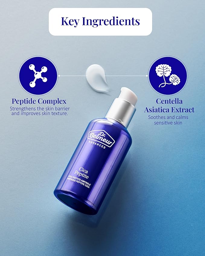 Advanced Cica Ampoule (1.7fl oz) - Soothing, Hydrating Serum for Sensitive Skin. Korean Skin Care. Centella Asiatica, Peptide Complex.