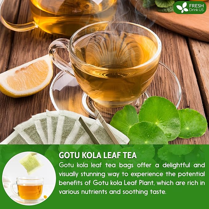FreshDrinkUS, Premium Gotu Kola Leaf Tea β 40 Tea Bags | Pure Dried Centella Asiatica Leaves | Naturally Caffeine-Free Herbal Tea | Refreshing Aroma & Smooth Taste | Premium Herbal Infusion. Vegan