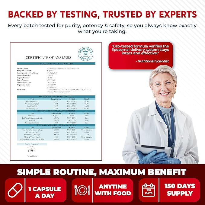 Berberine 14-in-1 Supplement with Ceylon Cinnamon Apple Cider Vinegar Turmeric Bitter Melon Holy Basil Milk Thistle Fenugreek Gymnema Banaba - Made in The USA