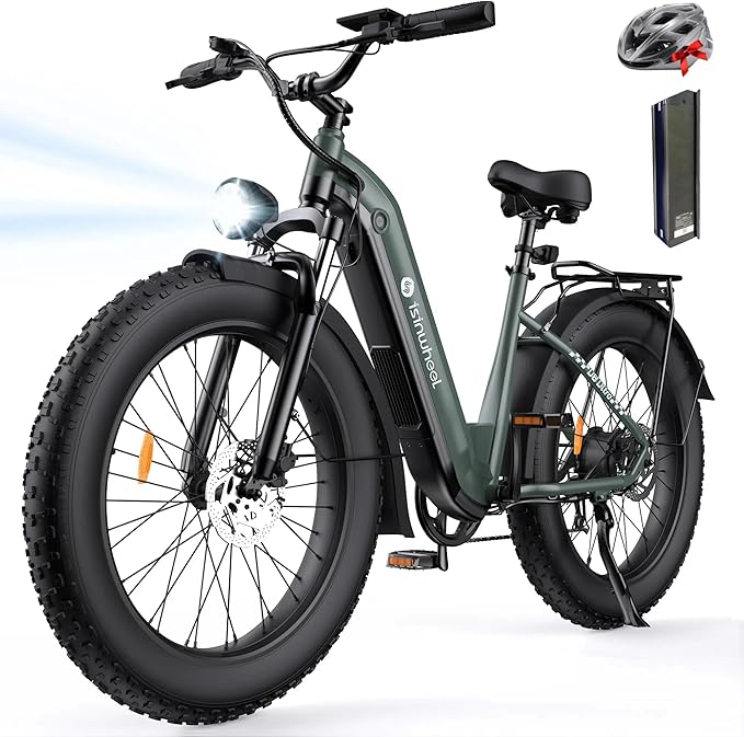 isinwheel U8 Plus Electric Bike for Adults,1500W Peak Motor Hydraulic Brake Ebike,Max 20/28MPH 75-105Miles Electric Bicycle with 13AH/18AH Battery,26" Step-Thru Fat Tire Commuter E Bike for Adults
