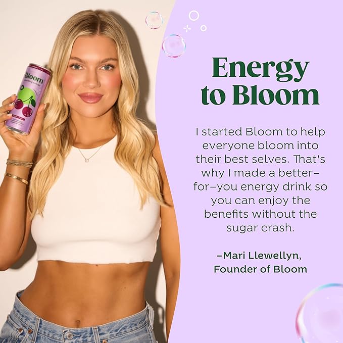 Bloom Nutrition Sparkling Energy Drink - Natural Caffeine, Zero Sugar, 180mg Caffeine - Antioxidant-Rich with Green Coffee Bean, Green Tea Extract, Prebiotics - Orange - 12oz 12 Pack