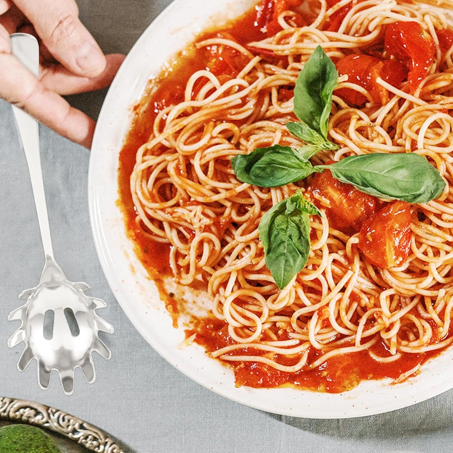 Noodle Spoon Steel Stainless Steel Pasta Spoon:spaghetti Spoon Spaghetti Server Pasta Fork - Spaghetti Fork for Home Kitchen Restaurant