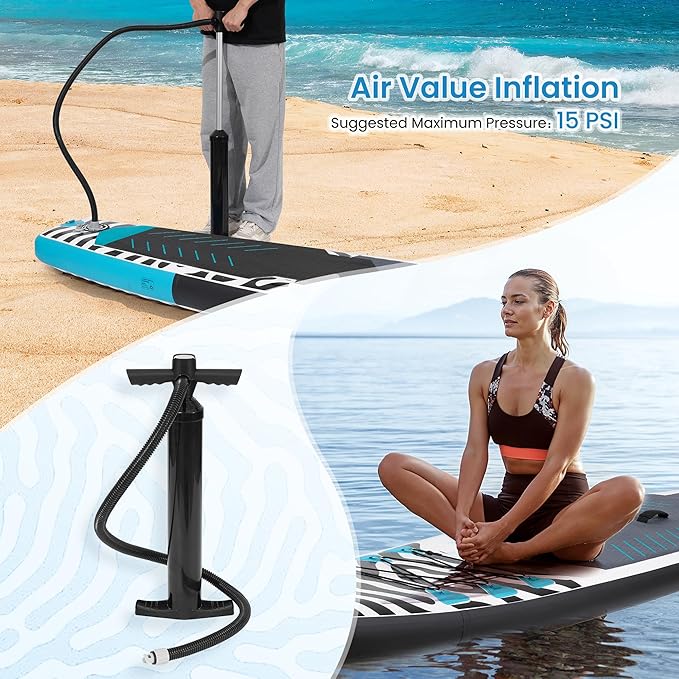 Paddle Board 14'x25’’ Inflatable Paddle Board with Complete SUP Accessories, Anti-Slip EVA Deck, Air Pump, Removable Fins, Carrying Handle, Backpack for Adult