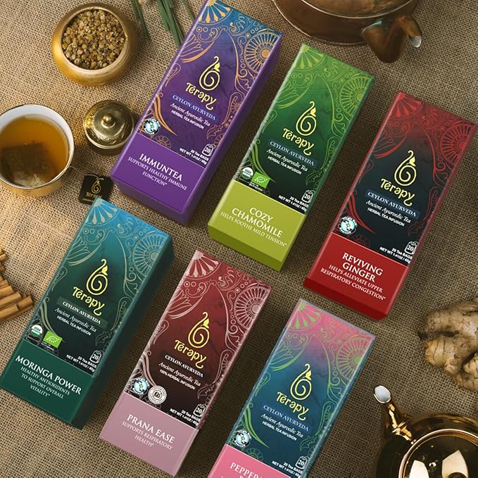 Tรฉrapy Ceylon ImmunTea Ayurvedic Tea | All Natural Herbal Ingredients | 20 Count Individually Wrapped Tea bags | Helps boost your immunity naturally
