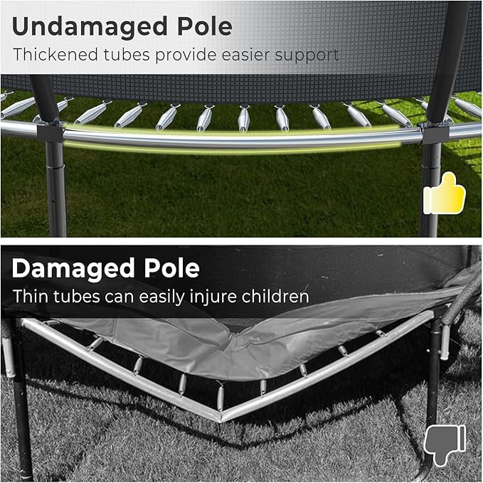10 12 14 15 16FT Outdoor Trampolines for Kids and Adults, Pumpkin Trampoline with Curved Poles, Recreational Trampoline with Basketball Hoop and Safety Enclosure Net for Kids and Adults