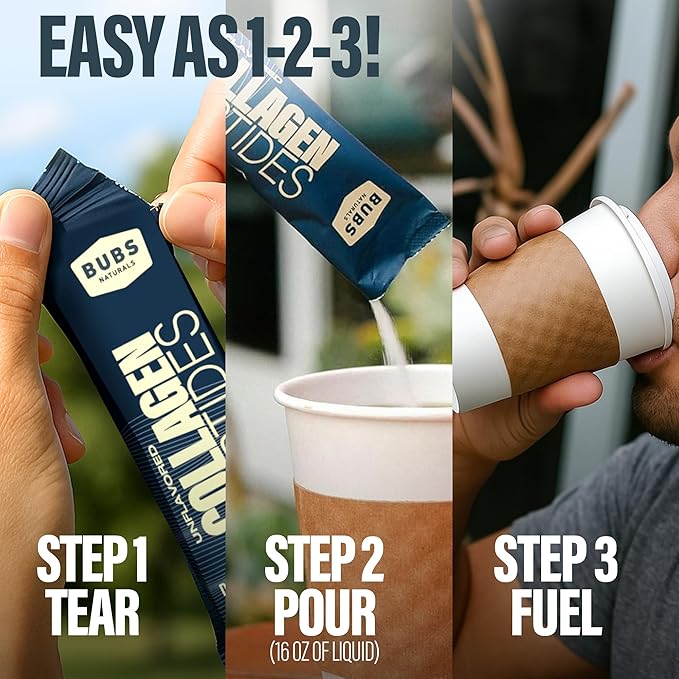 BUBS Naturals Unflavored Collagen Peptides Powder - Best Proteins for Joints & Skin - Pasture Raised Grass Fed - Paleo & Keto Friendly, Whole30 Approved, Non-GMO, Dairy & Gluten Free (20 Stick Packs)