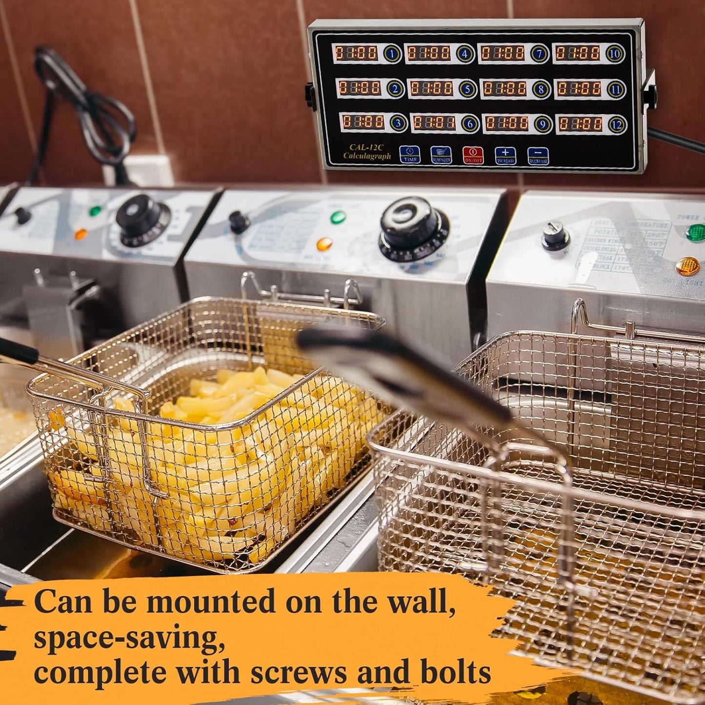 1 Pack 12-Channel Digital Kitchen Timer, Commercial Cooking Timer with Loud Alarm, Large LCD Display, for Restaurants, Baking, Labs, Multiple Independent Countdown Timers