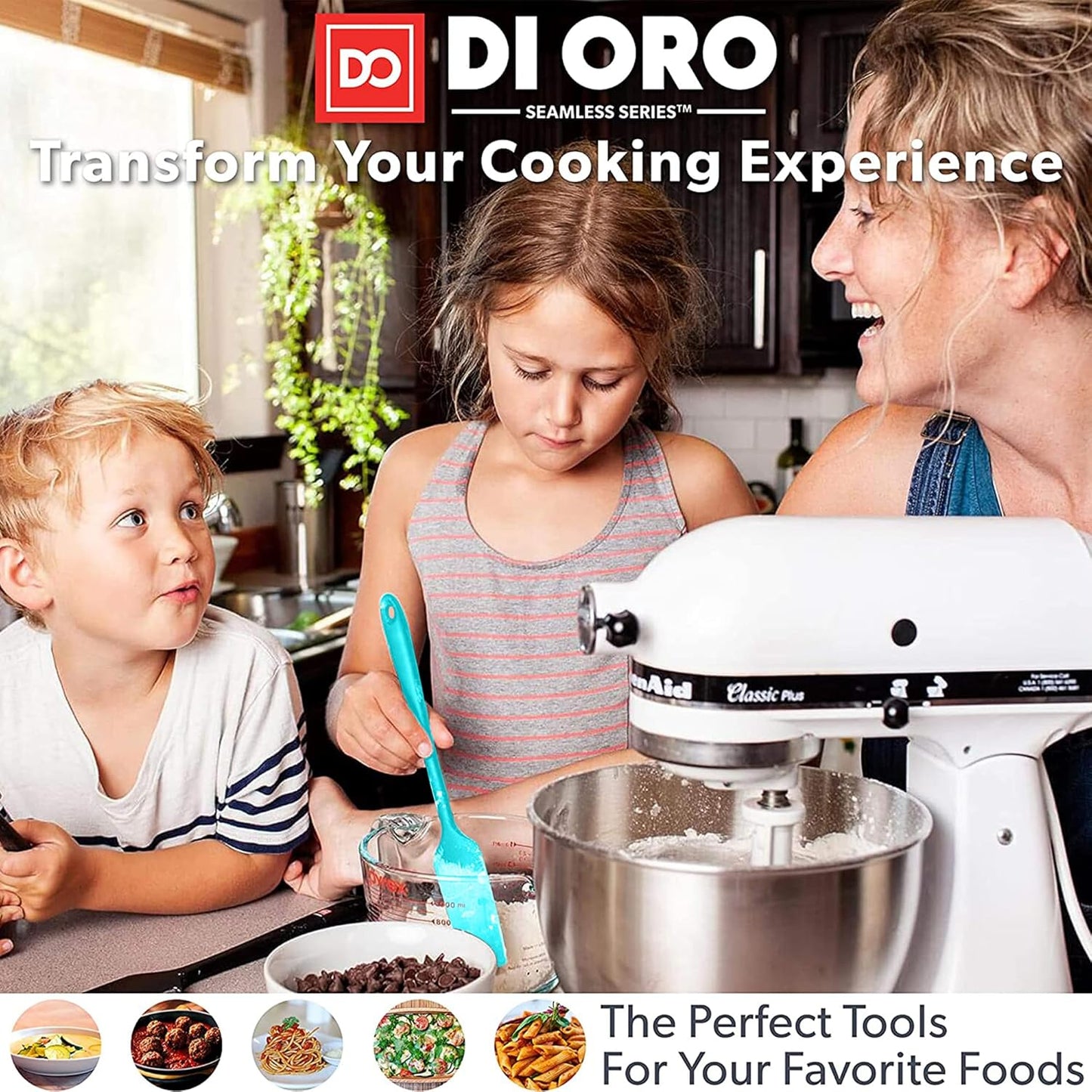 DI ORO Silicone Spatula Set - Rubber Kitchen Spatulas for Baking, Cooking, & Mixing - 600°F Heat-Resistant & BPA Free Silicone Scraper Spatulas for Nonstick Cookware - Dishwasher Safe (5pc, Teal)