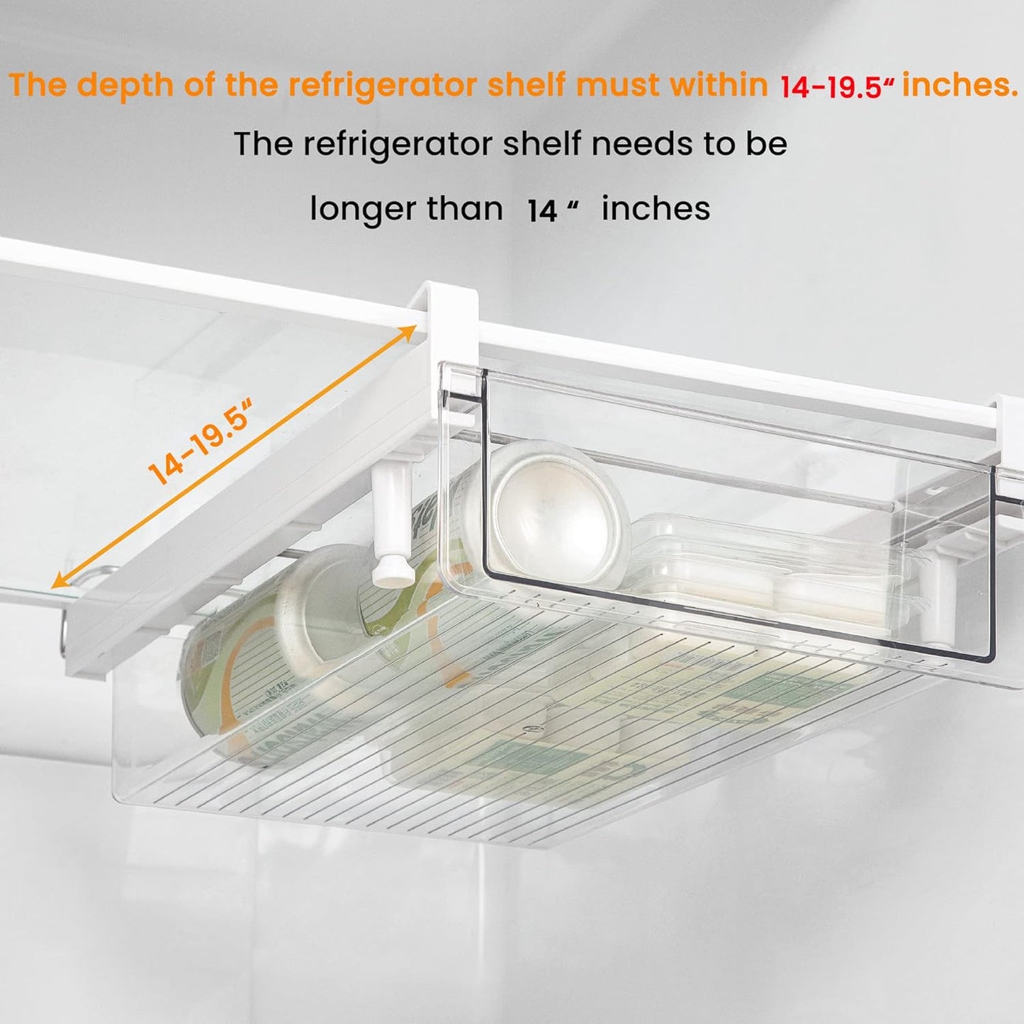 vacane Large Refrigerator Drawer with Removable 28 Grid Egg Tray, Clear Egg Drawer for Fridge Organizer Bins, Fridge Storage Container Under Shelf Holder for Fruit,Vegetable,Meat,Cheese