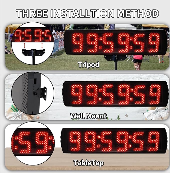 Race Clock with Tripod for Running Events, Large LED Stopwatch with Remote,Countdown/Count up Gym Timer for Home,Wall Digital Time Clocks