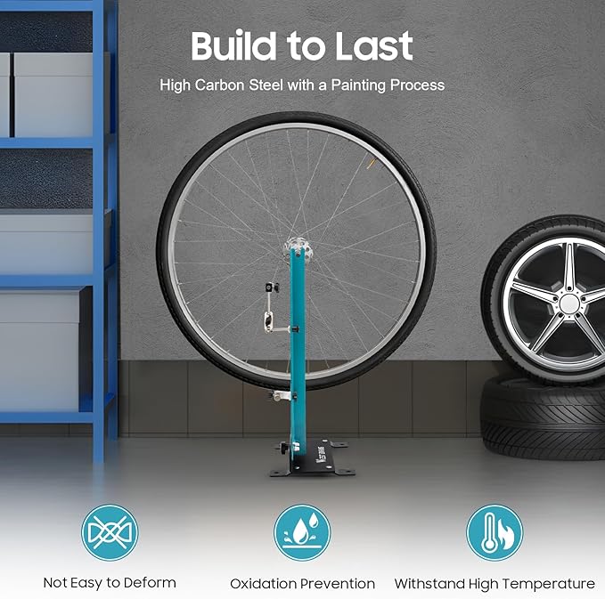 Bicycle Wheel Truing Stand, Bike Repair Truing Bearing Stand with 360° Swivel Dual Adjustment & Thickened Base, Professional Bicycle Wheel Repair Steel Bearing Bracket Rim for Wheels up to 3.5"-5.9"