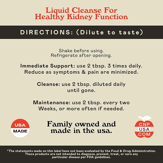 Complete Natural Products Kidney Complete - 16oz Liquid Dietary Supplement for Kidney Support, Cleanse, and Detox with Apple Cider Vinegar, Lemon, & Organic Chanca Piedra.