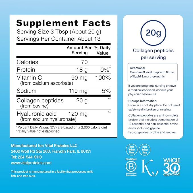 Vital Proteins Collagen Peptides Powder, Hydrolyzed Collagen Peptides Unflavored, Bundle 9.33oz (2 Pack)