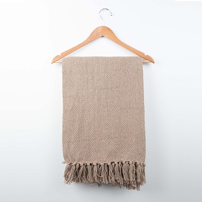 Arkwright Common Ground Bulk Blankets - Pack of 12 - Reversible 100% Cotton All Season Lightweight Couch Bed Throws for Wedding Guests, Travel, and Outdoor Events, 50 x 70 in, Coffee