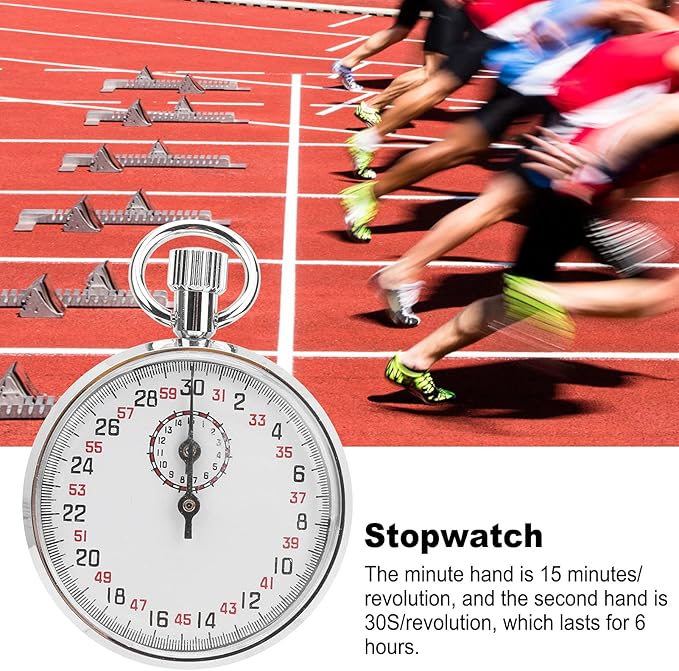 Mechanical Stopwatch Metal Mechanical Stop Watch Analog Handheld Running Timer Cycling Count Timer Large Dial Display Physics Teaching Equipment