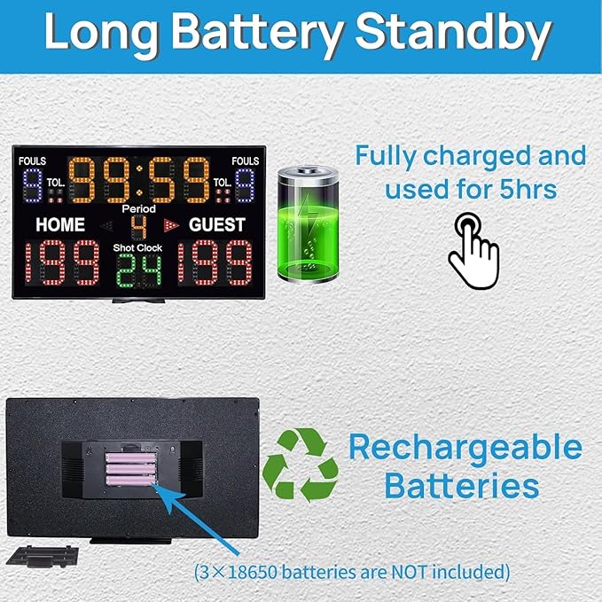 YZ LED Basketball Scoreboard with Shot Clock, Digital Scoreboard with Remoe, Electronic Scoreboard with Timer Clock, Digital Score Keeper Outdoor