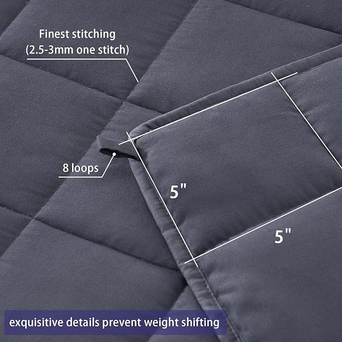 yescool Weighted Blanket for Adults (20 lbs, 48" x 72", Grey) Cooling Heavy Blanket for Sleeping Perfect for 140-160 lbs, Twin Size Breathable Blanket with Premium Glass Bead, Machine Washable