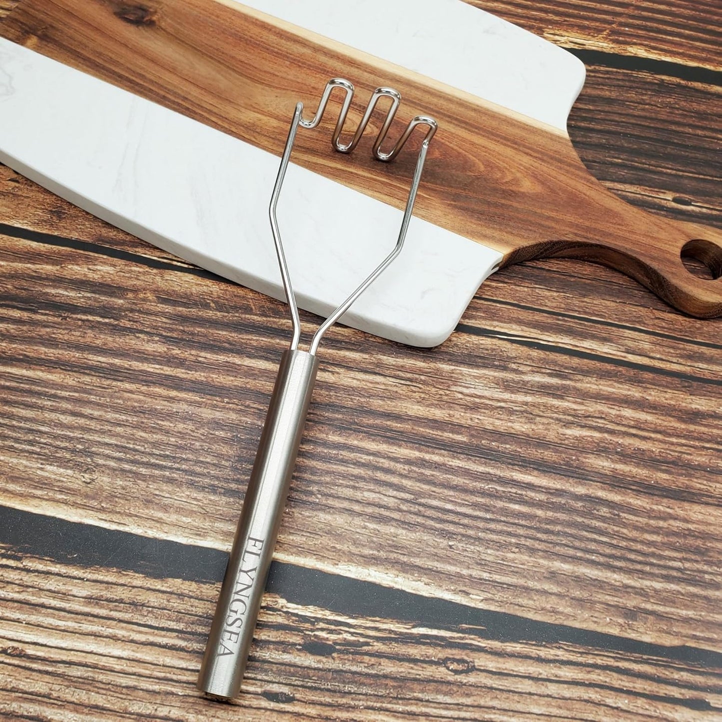 FLYINGSEA Potato Masher,Vegetable Masher,Small Masher,Professional 18-8 Stainless Steel Potato Masher.Cooking And Kitchen Tools.Ergonomic,Perfect for Mashed Potatoes,Vegetables,Beans,Dishwasher Safe