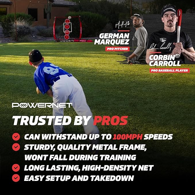 PowerNet Pitching Bundle, Baseball Net with Pitch Perfect Targets & Strike Zone Attachment, Weighted Ball, Softball Baseball Training Equipment to Increase Pitching Accuracy, 3 Net Sizes
