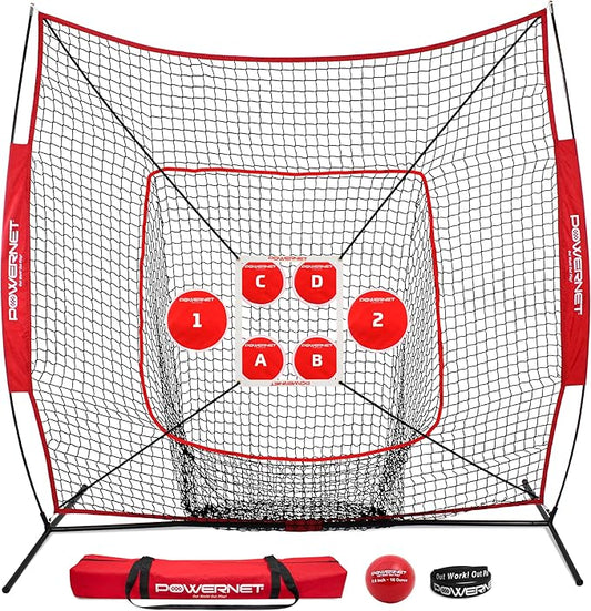 PowerNet Pitching Bundle, Baseball Net with Pitch Perfect Targets & Strike Zone Attachment, Weighted Ball, Softball Baseball Training Equipment to Increase Pitching Accuracy, 3 Net Sizes
