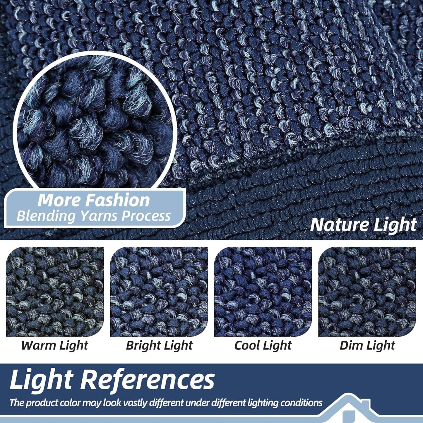 BEQHAUSE Indoor Door Mat 24" x 60", Dirt Trapper Door Mats Non-Slip Entryway Rugs Washable, Resist Dirt Absorbent Welcome Mat, Low Profile Floor Mats for Front Back Door and Entryway, Blue