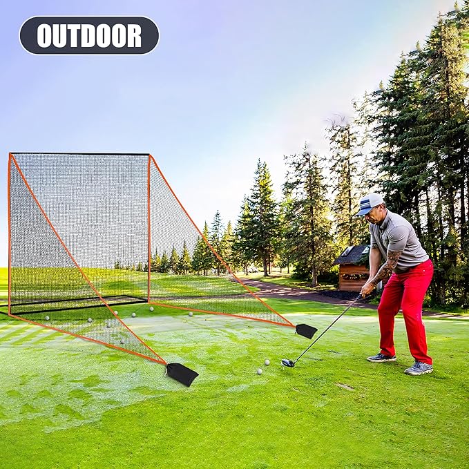 1/2PCS Golf Shank Net Attachment for Golf Hitting Nets with Sandbag, 7 * 7FT/7 * 10FT Golf Barrier Side Net,Golf Practice Hitting Net Barrier Net for Golf, Baseball, Hockey, Soccer (Black/Red