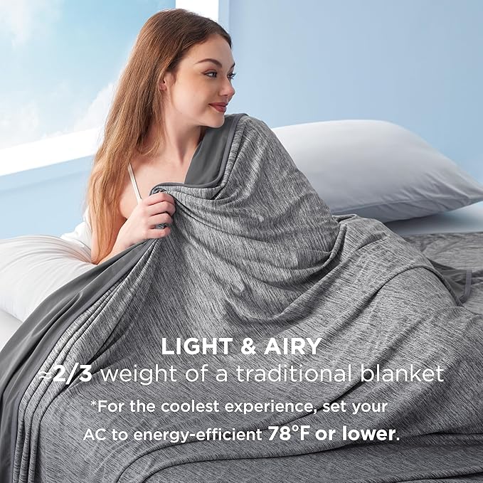 Bedsure Summer Cooling Blanket for Hot Sleepers with Sports Mesh Design, Arc-Chill Q-Max 0.4 Lightweight Breathable Ice Cold Blanket Throws for Night Sweats, 50 x 70 Inches, Mesh Grey
