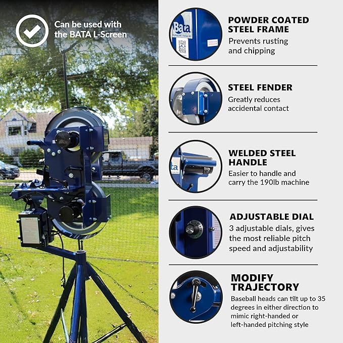 BATA Baseball Wheel Pitching Machine, Youth and Adult Automatic Pitch Machine for Baseballs, Practice Training Equipment