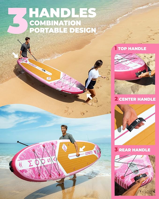 MOUSA 10β8/11'Γ35" Extra Wide Inflatable Stand Up Paddle Board, Stable Paddleboard SUP for 2 People/Family, Anti-Slip Full EVA Deck, 3 Handles, 100L Backpack, All-Round Sup Board, Big Fin