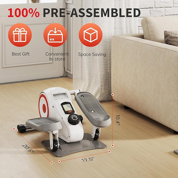 Under Desk Elliptical Machine, Electric Ellipse Leg Exerciser as Seen on TV for Seniors, Pedal Exerciser Fully Assembled with 8 Resistance Levels, Portable Leg Exerciser for Home Office