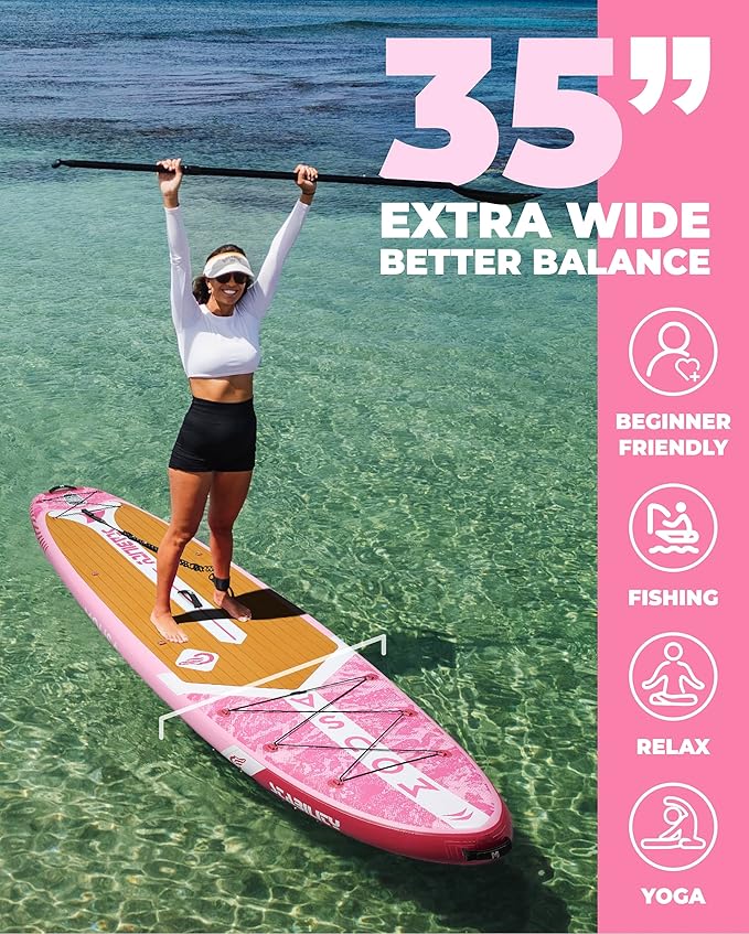 MOUSA 10β8/11'Γ35" Extra Wide Inflatable Stand Up Paddle Board, Stable Paddleboard SUP for 2 People/Family, Anti-Slip Full EVA Deck, 3 Handles, 100L Backpack, All-Round Sup Board, Big Fin