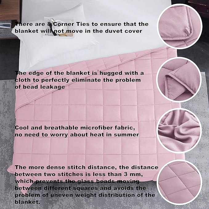 L'AGRATY Weighted Blanket - 80"x87" 25lbs Cooling Breathable Heavy Blanket Microfiber Material with Glass Beads Big Blanket for Adult All-season Summer Fall Winter Soft Thick Comfort Blanket