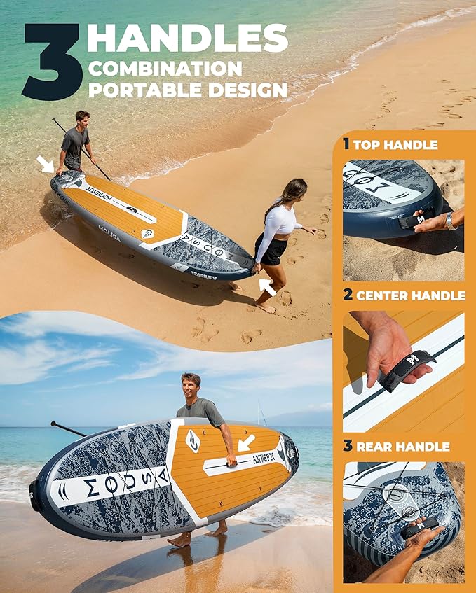 MOUSA 10β8/11'Γ35" Extra Wide Inflatable Stand Up Paddle Board, Stable Paddleboard SUP for 2 People/Family, Anti-Slip Full EVA Deck, 3 Handles, 100L Backpack, All-Round Sup Board, Big Fin