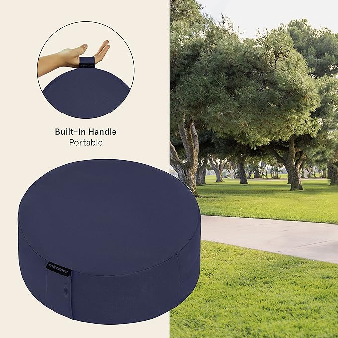 Retrospec Sedona Zafu Meditation Cushion Filled w/Buckwheat Hulls - Yoga Pillow for Meditation Practices - Machine Washable 100% Cotton Cover & Durable Carry Handle, Round