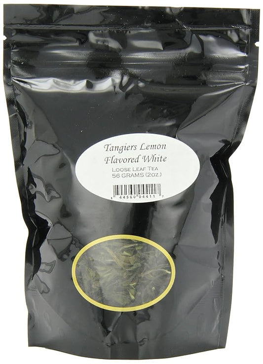 English Tea Store Tangiers Lemon Flavored White Tea Loose Leaf - 2oz | Light and Brisk White Tea with Fresh Lemon Flavor | Elegant Citrus Tea Inspired by North Morocco