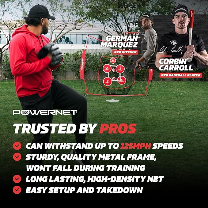PowerNet Pitching Bundle, Baseball Net with Pitch Perfect Targets & Strike Zone Attachment, Weighted Ball, Softball Baseball Training Equipment to Increase Pitching Accuracy, 3 Net Sizes