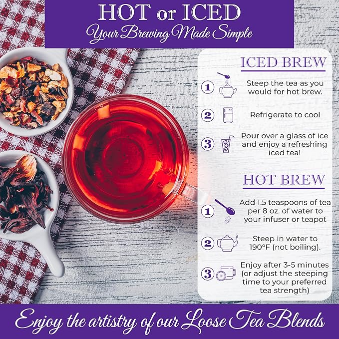 Bellasia Tea Blueberry Pie for Kids Using Real Fruit Pieces - Caffeine Free Herbal Tea Blend with Real Ingredients & Balanced Flavor- Add Loose Leaf Tea to Your Child’s Routine for A Fun & Tasty Drink. 20-25 Cups