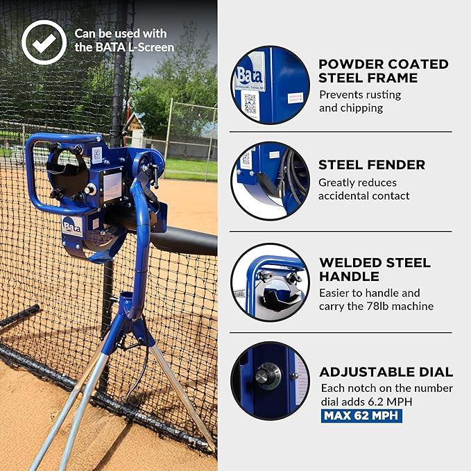 BATA Baseball Wheel Pitching Machine, Youth and Adult Automatic Pitch Machine for Baseballs, Practice Training Equipment